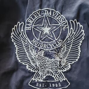 Harley-Davidson Shirt Mens Size M Black Long Sleeve Button Up Embroidered Eagle